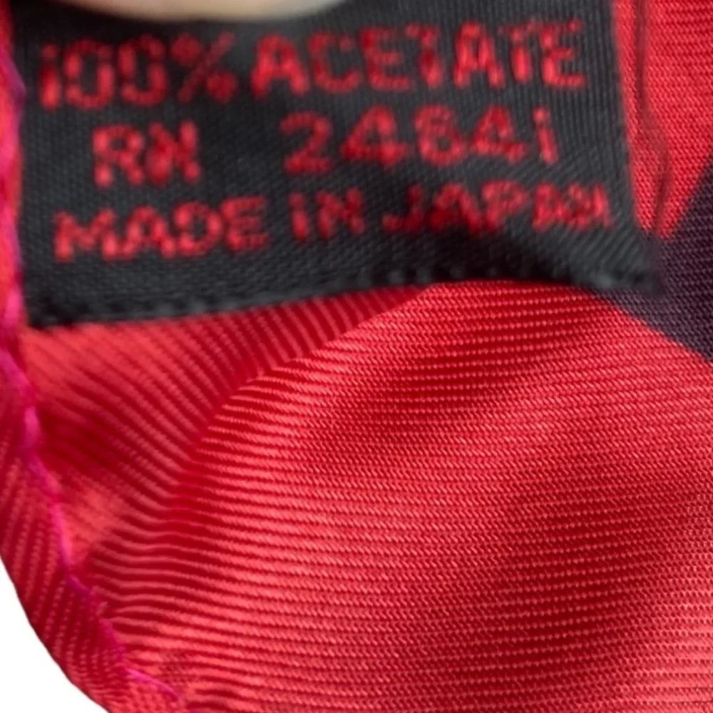 Rare Red Interlocking White Black Squares Acetate Made in Japan Square Scarf 23”